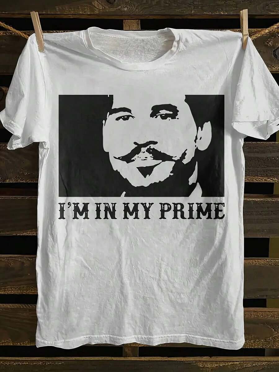 Camiseta Gráfica para Mujer "Estoy en Mi Mejor Momento" - Manga Corta y Cuello Redondo, Top Casual de Verano y Primavera, Camiseta Blanca de 100% algodón con Diseño de Bigote Negro, Ligera y Lavable a Máquina, Camisetas para Damas