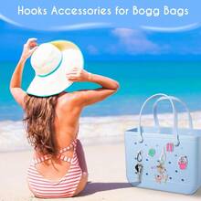 AIERSA Inserts Hooks Accessories For Bogg Bags Charms Key Holder Carabiner Pouch Earphone Tassel Keychain Cup Holder Attachment Compatible With  Rubber Beach Totes - trắng - Xem 3