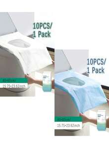 1/10/20pcs Disposable Toilet Seat Cover Pad, 10pcs/Pack, Individually Packaged Paper Material Portable Sanitary & Waterproof Toilet Mat With Extended Coverage, Suitable For Hotels, Public Places, Travel, Leisure Clubs, And Home Use Bathroom Decoration Fall Decoration