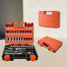 Halloween, Christmas, Exquisite Gifts, 46pcs Socket Set - 1/4 Inch Drive Socket Roller Wrench Set Mechanical Tool Kit For Auto Repair & Home, Metric Socket Set With Storage Box - Large 53 Pcs - View 4