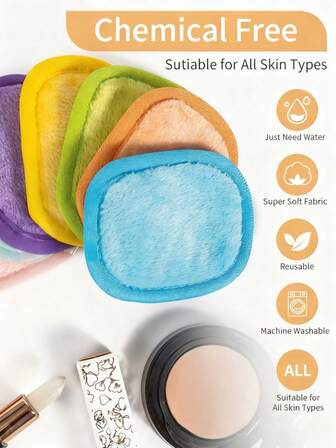 柔软亲肤卸妆巾，多种颜色可选，温和卸妆清洁巾，便携式可重复使用卸妆棉，颜色随机发货