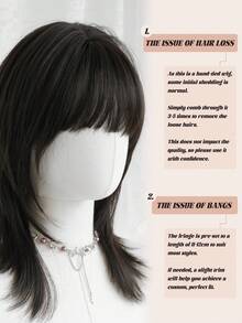 NAMM 16-Inch Premium Black Brown Wolf Cut Short Wig For Women With Bangs- Dark Roots Natural Looking Fluffy Very Soft Synthetic Heat Resistant Fiber Hair, Full Machine Beautiful Costume Wig For Girls Daily,Halloween Wig, Music Festival Party Street Wear, Cosplay Anime Or Costume Use(Natural Layered Texture & Lightweight) - Black Brown - View 7