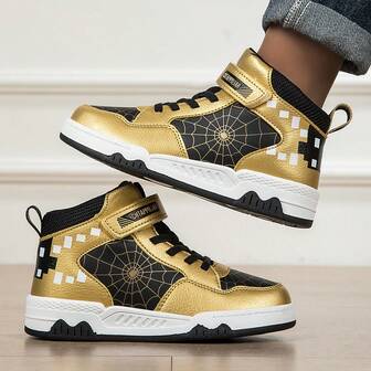 1 Pair Teenage High-Top PU Leather Skate Shoes, Sports Sneakers For Big Boys, All Season