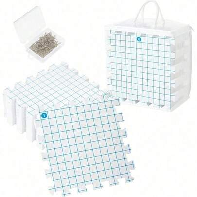 Supernic 9-Piece EVA Knitted Closure Plate For Crochet And Knitting Projects, 31 * 31cm Thick Foam Pad For Shawls, Blankets And Handicrafts, Including T-Shaped Pins