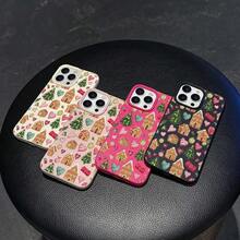 Teléfono con textura de cuero con patrones de pantalla completa, compatible con 11/12/13/14/15/16/17/Pro/Pro/Plus/. Vacaciones con tu novio o amigos. - Burdeos - Ver 5