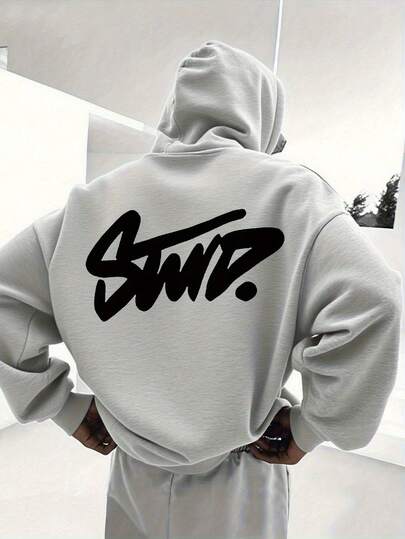 Das Graffiti-Muster "Stwd." auf der Rückseite ist auf den lässigen Kapuzenpullover mit Kordelzug gedruckt. Die lockere Variante und das Kängurutaschen-Design sorgen für einen vielseitigen und lässigen Look. Er ist die erste Wahl von Modeexperten – ob Frühling, Herbst, Winter oder Sommer, er eignet sich für den Alltag, zum Pendeln, Reisen, Camping, Partys und sogar für zu Hause.