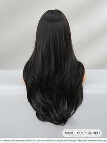 NICKY WALL 24inch Long Wavy Black Wigs For Women,Elegant Wave Curly Wigs With Nature Full Bangs,High Quality Soft Synthetic Fiber Wigs For Women Daily Wear, Festival Ready Party Use, Graduation Gift - Beginners Glueless Wig Accessories - 黑色 - 查看 2