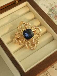 Yuan Shuo 1pc Baroque Style Alloy Brooch With Gemstone And Faux Pearl Decor - Gold - View 26
