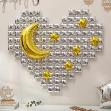 1 Set Of 8pcs Eid Mubarak Oversized Heart Shaped Foil Balloons, Moon & Star Party Decorations - Multicolor - View 12