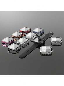 1PC Waterproof Sports Watch Case, Compatible With Apple Watch Cases 40/41/42/44/45/46/49 Mm, Square Design, Waterproof, Shockproof, Scratch-Resistant, Hard PC With Tempered Glass Protective Film, 3-In-1 Waterproof Ring. Compatible With Apple Watch Ultra/11/10/9/8/7/6/5/4/SE. Men's And Women's Sport And Casual Watch Case. - Black - View 11