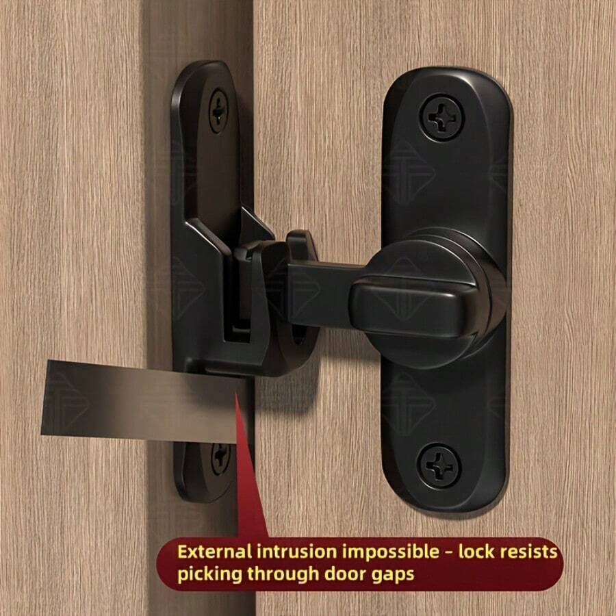 Bộ 1/2 khóa cửa an ninh hạng nặng với chốt trượt điều chỉnh 90°/180° - Dành cho mục đích thương mại/dân dụng, cấu trúc chắc chắn màu đen tuyền, khóa tay gạt với chức năng mở không cần chìa khóa và mở khẩn cấp, thiết kế bền bỉ được gia cố cho nhà ở, văn phòng, khách sạn, nhà để xe - Nâng cấp an ninh hiện đại (không cần nguồn điện) - Thích hợp cho cửa trong nhà/ngoài trời, khóa cửa di động, khóa tay nắm cửa cho an ninh gia đình, khóa cửa trước có núm vặn.