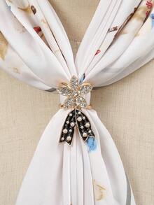 1 pieza Broche de bufanda de diseño floral con decoración de perlas - Multicolor - Ver 6
