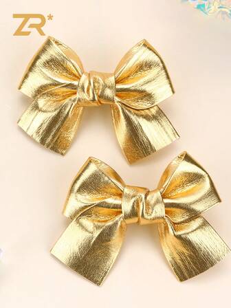 2 pezzi Fermagli per capelli a fiocco dorati, fiocchi per capelli scintillanti per ragazze e adolescenti, accessori per capelli da festa e festival, regali di Natale per donne, accessori per capelli alla moda, fermagli per capelli, mollette per capelli, barrette per capelli