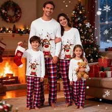 Family Christmas Pajamas Matching Sets For Kids Men Women Christmas Pajamas Cute Reindeer Tees Tops Plaid Pants Xmas Holiday Pajamas Sleeper Loungewear Matching Christmas Pajamas For Family - Đỏ và trắng - Xem 7