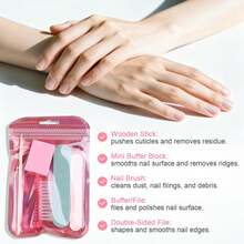 طقم مناكير صغير يُستخدم لمرة واحدة - يشمل طقم العناية بالأظافر على مبرد أظافر، كتلة تلميع، دافع للبشرة الجلدية والفرشاة التنظيف، مناسب لصالون الأظافر أو هدايا الحفلات