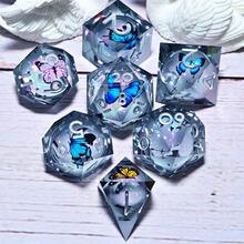 7件套树脂角色扮演游戏骰子套装 - 多面骰子，适用于桌面游戏、角色扮演游戏和节日礼物（圣诞节/感恩节/斋月/复活节） - 彩色 - 查看 10