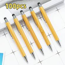 100/50/10 buc Pixuri retractabile din bambus, design cu ax din bambus, la modă, potrivite pentru birou, afaceri, școală și diverse activități, pixuri cadou cu buton, alegere ideală de cadou (cerneală neagră) Înapoi la școală