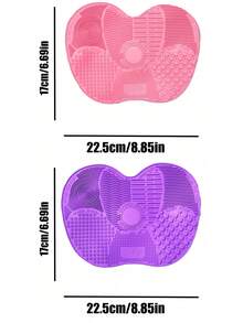 1/2 szt. Silikonowa mata do czyszczenia pędzli do makijażu, podkładka do czyszczenia pędzli do makijażu z przyssawką, podkładka do czyszczenia makijażu, przenośne narzędzie do czyszczenia pędzli do makijażu, silikonowa podkładka do czyszczenia pędzli do makijażu w kształcie jabłka, gąbka do makijażu, puderniczka, odpowiednia do podróży, domu, szkoły, akademika dla dziewcząt, wakacji, imprezy