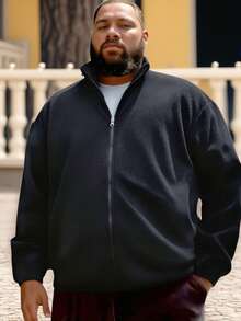 秋冬季男士大码外套，采用舒适的抓绒面料，加厚立领设计，尺码齐全。适合叠穿、外穿、休闲穿着、户外运动；是理想的情人节礼物。 - 黑色 - 查看 2