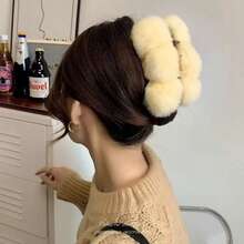 Women's Fluffy Fur Hair Claw Clip Large Winter Lazy Bun Hair Accessory Cute Faux Fur Ball Hair Grabber - Multicolor - View 12