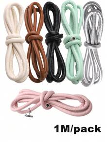 beadia 1m/Pack PU Solid Color Leather Cord, 6mm Thick Round Rope - Suitable For Jewelry Making, Crafts, Sewing, Weaving, Knitting - Durable And Easy To Use Synthetic Faux Leather Cord, Applicable For Various Projects, Sewing Supplies, Crafts, Decorative Rope, Smooth Texture, Can Be Used As Knitting Yarn, Ideal For Craft Enthusiasts - Monochrome - View 5