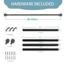 1 Juego de Barra de Cortina Negra de Metal para Ventanas de 80-200cm, Versátil y Durable para Uso en Sala de Estar, Dormitorio y Cocina, Diseño Telescópico para un Ajuste Perfecto y Decoración de Ventana Moderna - Negro - Ver 12