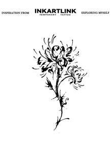 INKARTLINK 革命性技术纹身，半永久纹身，银莲花，水仙花，逼真纹身，饱含深情的纹身，临时纹身，仿真纹身，防水，外观逼真，小众设计纹身，果汁纹身，植物纹身 - 黑色 - 查看 3