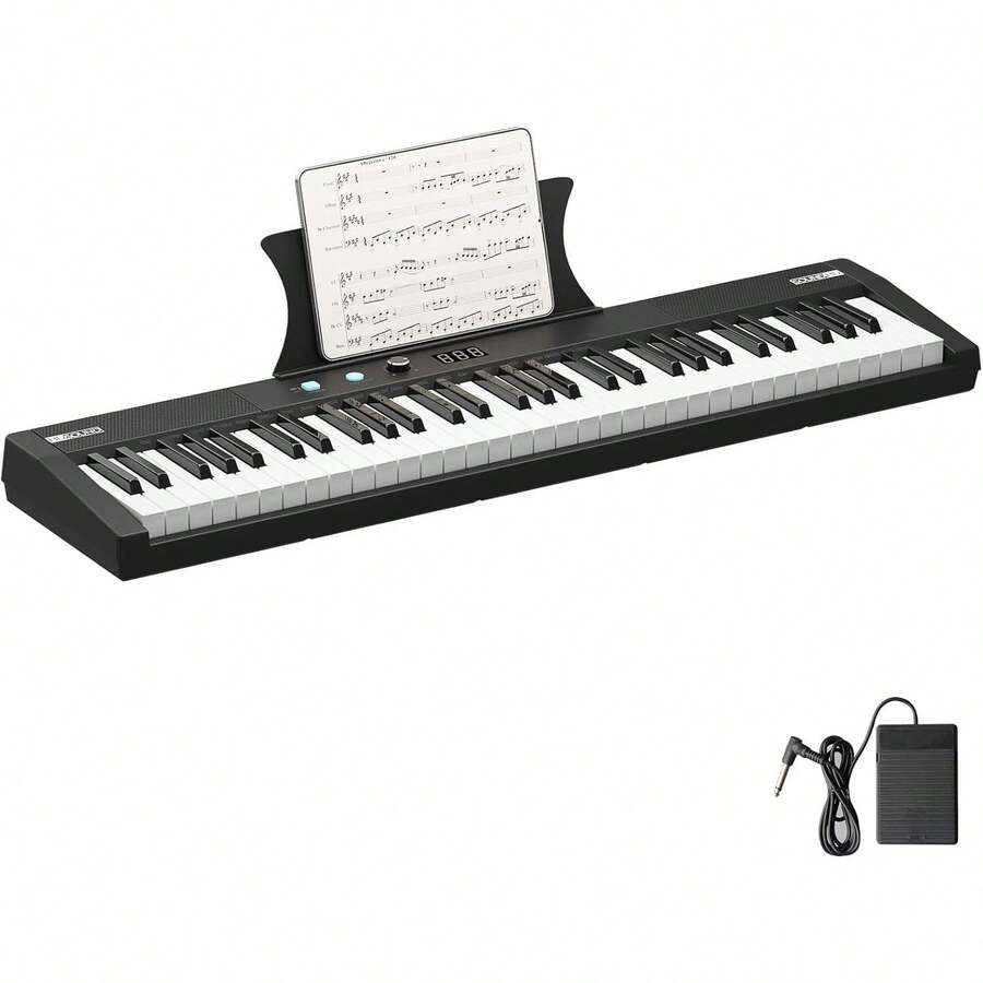 61 Key Piano Keyboard, Portable Keyboard Piano For Beginners, Home Piano With Full-Size Half Weight Key, Built-In Dual Speakers And Pedals, Suitable For Beginners Or Professionals - Black Piano - 查看 1