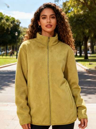 Nueva chaqueta con cuello alto y forro térmico, chaqueta de forro polar cálida y casual para camping y pesca al aire libre, casual y de moda