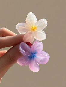 6 Stücke/2 Stücke 4cm/1.57in weiße, gelbe, blaue, rosa, orange, lila blumenförmige Kunststoff Haarklammern, süße kleine Größe, leicht, modisch, elegant, minimalistisch, einfarbige Haaraccessoires geeignet für Alltag, Lässig, Party, Pendeln, Urlaub, Pferdeschwanz, Dutt, Gesichtswäsche, Make-up, Outfit-Matching Haarklammern Winter - Verschiedenfarbig - Übersicht 4