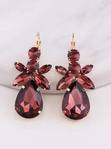 Elegant Geometric Rhinestone Drop Earrings, Stainless Steel Post, Copper Base, Sexy Clip-On Dangle Earrings For Women, Party And Banquet Accessory, All-Season Fashion Jewelry - Style 1 - View 19