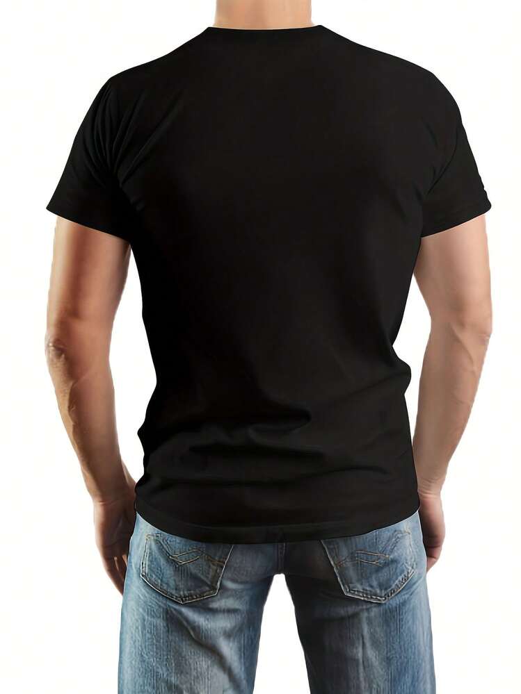 Camiseta de Cuello Redondo para Hombre, Camiseta Gráfica de Verano Casual para Hombre (Poliéster), Adecuada para Deportes al Aire  Uso Diario, Gran Regalo de Navidad - Negro - Añade 6