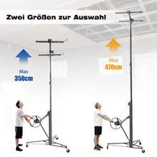 Drywall Lift For Wall Panels And Ceiling Installation: 68 Kg Load Capacity, Adjustable Height 140-335, Foldable, 3 Wheels With Brakes, 60° Tilt Adjustment