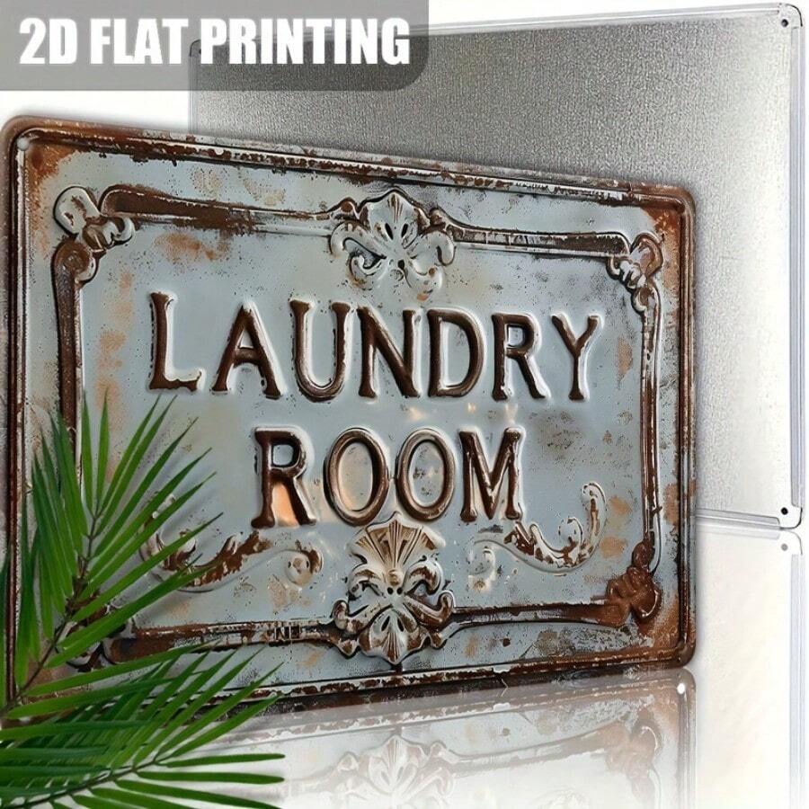 Vintage Rustic Metal Laundry Room Sign, 12x8 Inch - 3D Raised Design, Classic Wall Decor For Home, Bedroom, Porch - Ideal For Farmhouse Style, Laundry Accessories|Vintage Metal Sign|Durable Wall Art, Laundry Room Decor - Multicolor - View 1