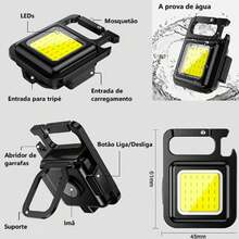 Mini Lanterna Led Portátil Usb Recarregável Bolso Tática Abridor - Preto - Visão 8