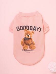 柔软抓绒圆领猫狗毛衣，透气面料，可爱泰迪熊图案，适合秋冬季室内外小型宠物穿着。（本产品尺码偏小，建议选购大1-2个尺码） - 卡其色 - 查看 14