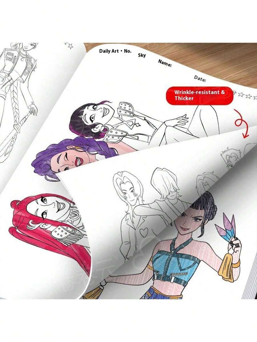 1pc Anime Cartoon Girl Group Minimalist Line Art Poster, Suitable For Fans And Artists, Christmas Gift, Christmas Decor (Random Style) - Multicolor - View 1