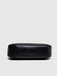 2026 Nuevo Bolso de Hombro/Axila de Cuero PU de Color Sólido con Diseño Gráfico de Letras, Clásico y Versátil, Bolso Estampado Elegante, Estilo Y2K, Ideal para Compras, Se Puede Llevar en la - Negro - Ver 8