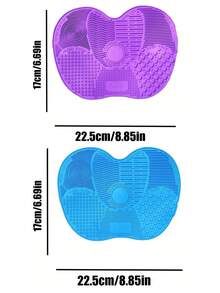 1/2 szt. Silikonowa mata do czyszczenia pędzli do makijażu, podkładka do czyszczenia pędzli do makijażu z przyssawką, podkładka do czyszczenia makijażu, przenośne narzędzie do czyszczenia pędzli do makijażu, silikonowa podkładka do czyszczenia pędzli do makijażu w kształcie jabłka, gąbka do makijażu, puderniczka, odpowiednia do podróży, domu, szkoły, akademika dla dziewcząt, wakacji, imprezy