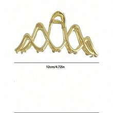 1pc Large Faux Pearl & Gold-Tone Curved Hair Clip/Wave Shape Metal Hair Claw/Hair Claw, Perfect For Daily Hairdo And Updos Women Hair Accessory Hair Clips Hair Jaw Clip Hair Clamps Hair Clutch Hair Catcher Clip, School Stuff, College - 金色 - 查看 5