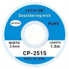 1pc 2.0mm Wide X 59.06 Inch (Approx. 1500mm) Long Professional Grade Desoldering Braid, Designed For Precision Electronics Repair. Made With 99.99% Oxygen-Free Copper Wires In Multi-Layer Braided Structure, With PTFE Anti-Oxidation Coating For Fast Heat Conduction And Efficient Solder Absorption.