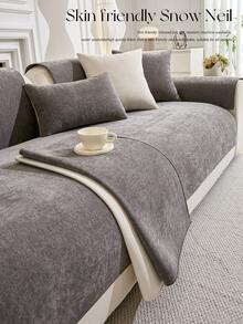 1pc Chenille Sofa Cushion - Skin-Friendly, Pet-Friendly, Machine Washable, Fits 1-4 Seater Sofa - Dark Grey - View 3