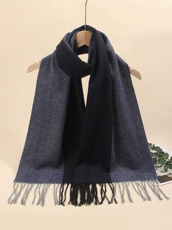 1 pieza Bufanda a cuadros con flecos retro para mujeres y hombres, cálida y suave, adecuada para uso diario, otoño/invierno