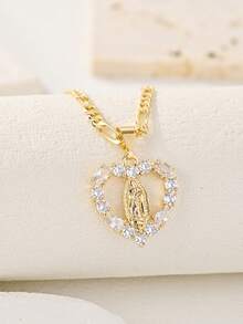 1件锆石吊坠项链，14K镀金宗教饰品礼品，优雅吊坠，持久镀层，工艺精湛，男女皆宜，是圣诞礼物、日常佩戴和节日佩戴的理想之选。 - 金黃色 - 查看 7