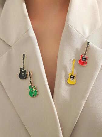1개 세련되고 독특한 금속 에나멜 기타 브로치는 스테인리스 스틸로 만들어졌으며 여러 색상으로 제공되어 남녀 공용입니다. 뮤지컬 악기 모양의 일렉트릭 기타 배지이며, 일상복, 파티 및 선물로 적합한 세련되고 개성있는 액세서리입니다.