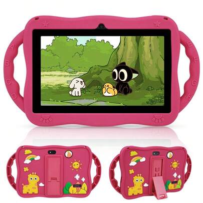 Qetupa Tableta Android 14 para niños con patrón de ciervo de 7 pulgadas, 4GB RAM+64GB ROM, procesador RK3562 Quad-Core ARM Cortex-A53 a 1.3GHz, pantalla táctil IPS de 1024*600, batería de 3000mAh, cámara dual de 0.3MP+2.0MP, WiFi 802.11b 2.4G, regalo perfecto para Navidad, cumpleaños y fiestas, admite expansión de tarjeta Micro SD de hasta 1TB (adaptador no incluido)