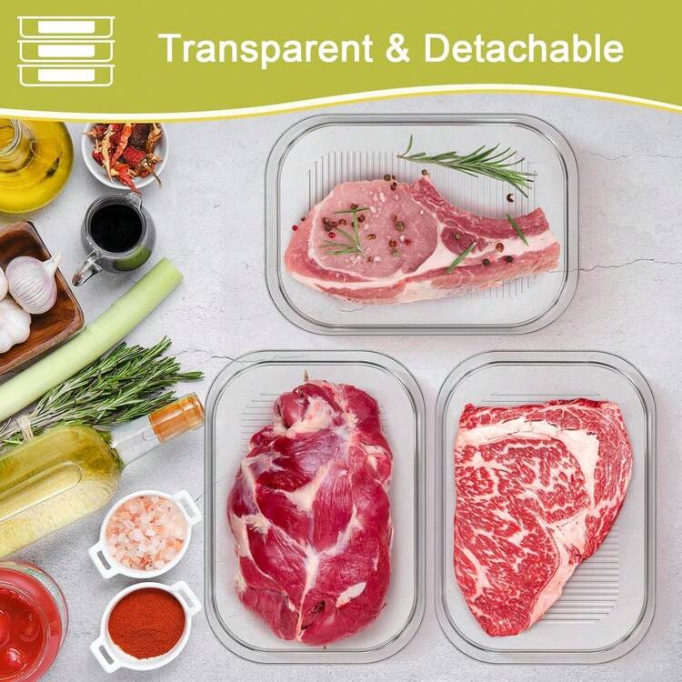 Meat Container For Fridge, Stackable Lunch Meat Container For Refrigerator, Transparent Meats Containers With Lid For Cold Cuts, Salami, Meal Prep Containers - White - View 7