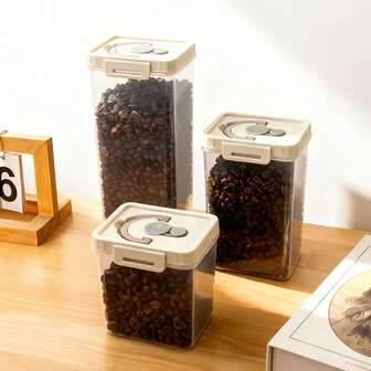 WORTHBUY 1 pieza Tarro de almacenamiento de plástico transparente con asa, contenedor multiusos para cereales, fideos y especias, caja de almacenamiento de alimentos a prueba de humedad, tanque sellado portátil, caja de conservación de refrigerador, organizador de cocina y restaurante