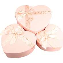 NICE LIFE 3 Stücke Herzförmige Geschenkbox Set mit Schleifenband, elegante dekorative Boxen für Valentinstag, Hochzeiten und besondere Anlässe