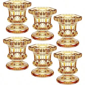 Candlestick Holders Bulk 6 Pcs Glass Candle Holders For Taper Pillar And Votive Clear Crystal Tealight Candles Centerpieces For Wedding Decor Dining Room Anniversary Party And Holiday Decoration